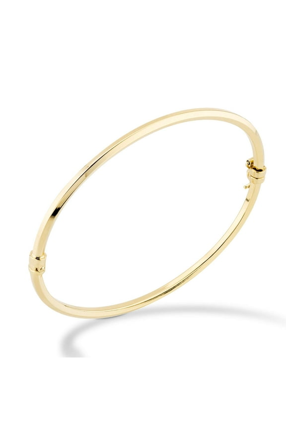 18K Gold Over Sterling Silver Italian Oval Hinged Bangle Bracelet for Women, 6.75 to 8 Inch, 925 Made in Italy (Medium - 7.5 Inches)