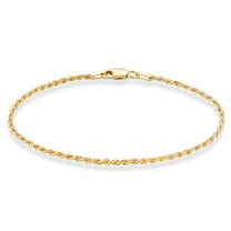 Miabella 18K Gold Over Sterling Silver Italian 2mm, 3mm Diamond-Cut Braided Rope Chain Anklet Ankle Bracelet for Women, 925 Made in Italy (width 2mm, Length 9 Inches (X-Small))