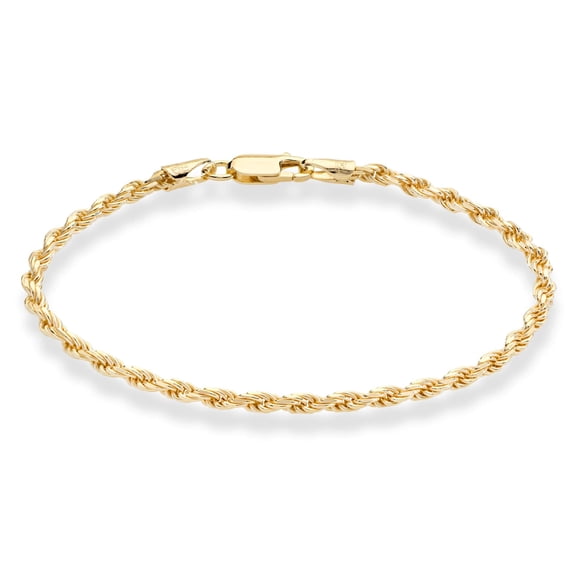 Miabella 18K Gold Over Sterling Silver Italian 2mm, 3mm Diamond-Cut Braided Rope Chain Anklet Ankle Bracelet for Women, 925 Made in Italy (width 3mm, Length 11 Inches)