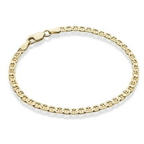 Miabella 18K Gold Over Sterling Silver Italian 3mm, 4mm Solid Diamond-Cut Mariner Link Chain Anklet Ankle Bracelet for Women, Made in Italy (Width 3mm, Length 9 Inches (Small))