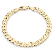 Miabella 18K Gold Over Sterling Silver Italian 7mm Solid Diamond-Cut Cuban Link Curb Chain Bracelet for Men Women, 925 Made in Italy Length 9 Inches