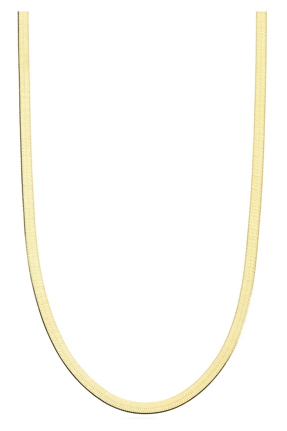18K Gold Over Sterling Silver Italian Solid 3.5mm Flexible Flat Herringbone Chain Necklace for Women, Made in Italy (Length 16 Inches (women's choker length))