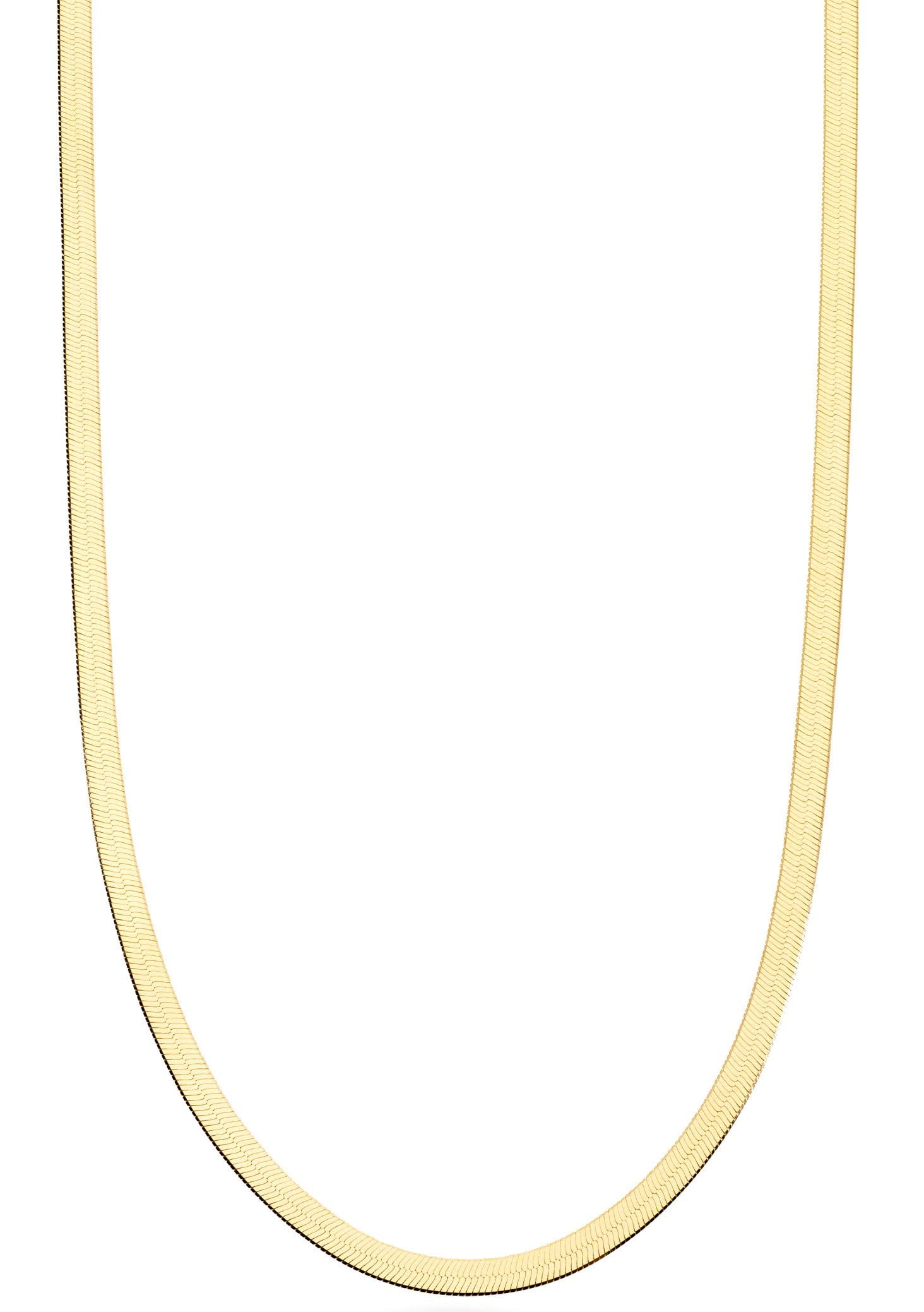 Miabella 18K Gold Over Sterling Silver Italian Solid 3.5mm Flexible Flat Herringbone Chain Necklace for Women, Made in Italy (Length 18 Inches (women's average length))