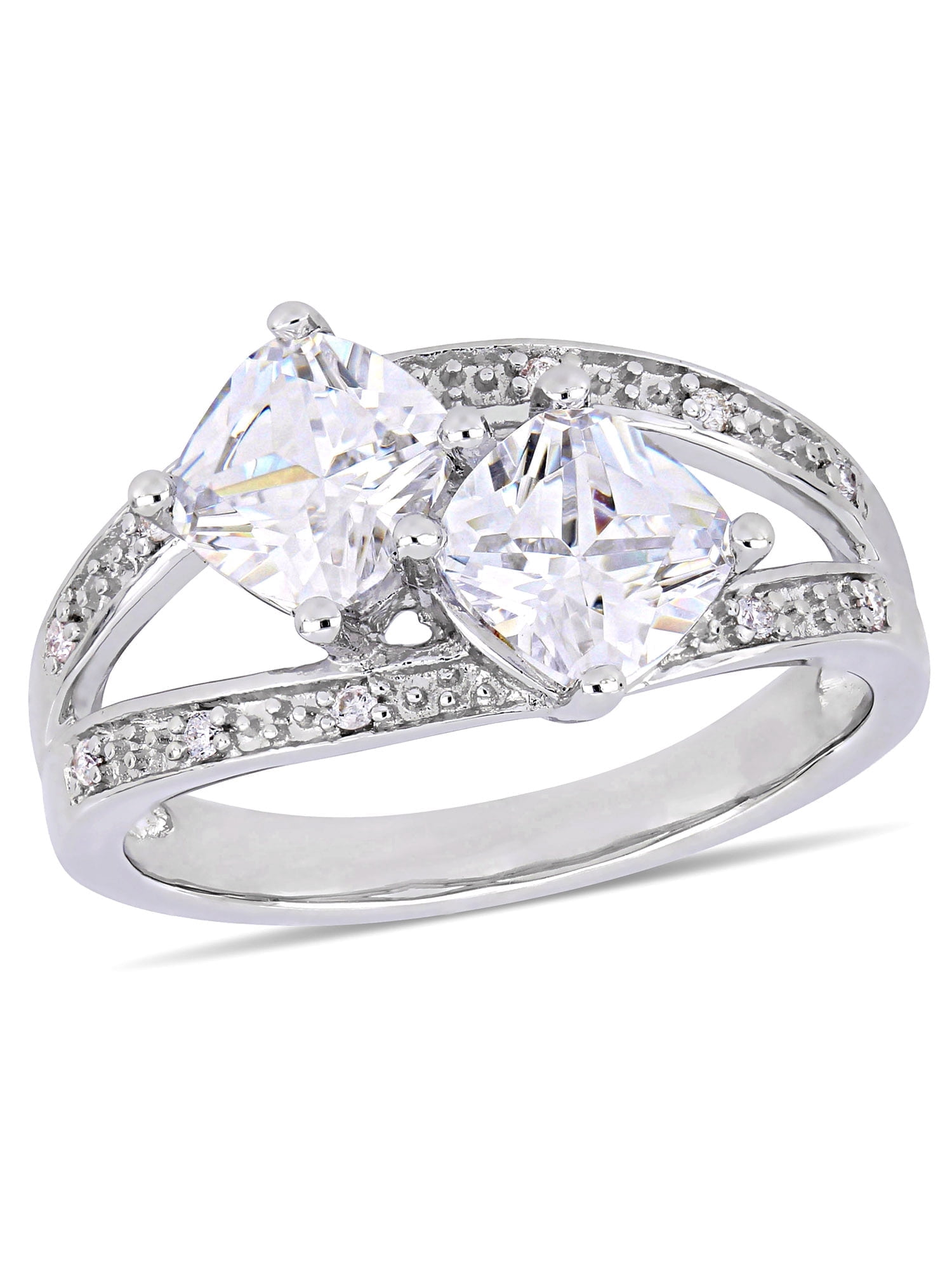 Everly Women's Cubic Zirconia and Diamond Sterling Silver Engagement Ring