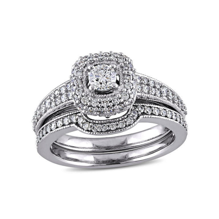 Miabella 4 5 Carat T.W. Diamond 14k White Gold Vintage Square Halo