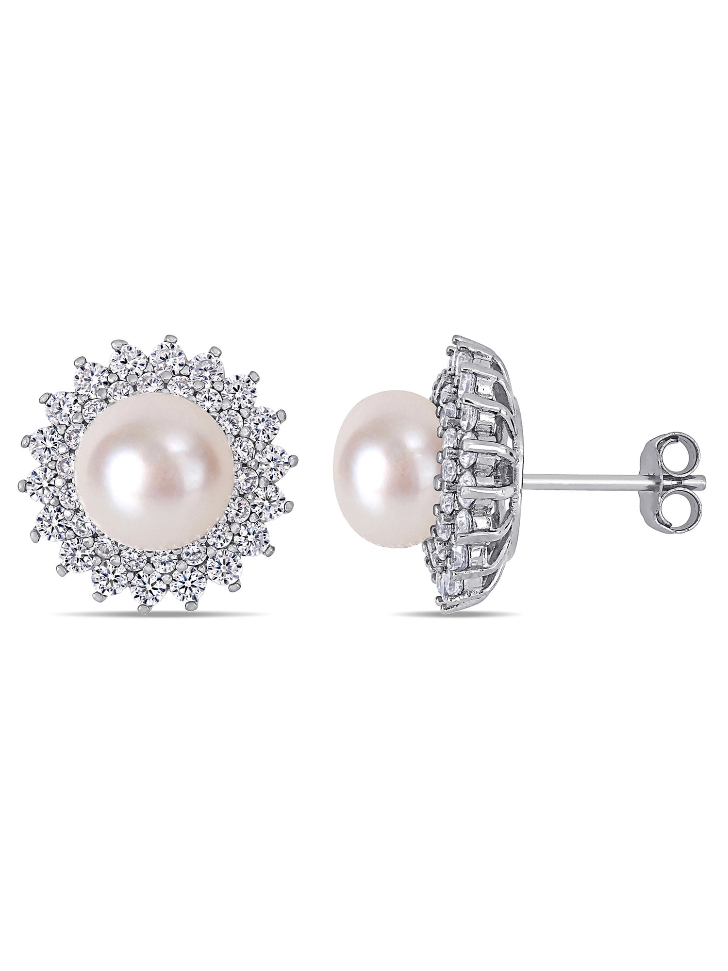 Beautiful Sterling Silver RH 5-6mm White FW Cultured 3-Pearl CZ