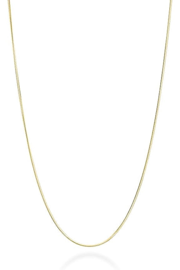 925 Sterling Silver, 18K Gold Plated Italian 0.7mm Diamond Cut Round Snake Chain Necklace for Women Made in Italy