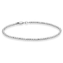 Miabella 925 Sterling Silver or 18Kt Yellow Gold Over Silver Diamond-Cut 2.5mm Bead Ball Chain Bracelet for Women, Made in Italy (sterling-silver, Length 7 Inches)