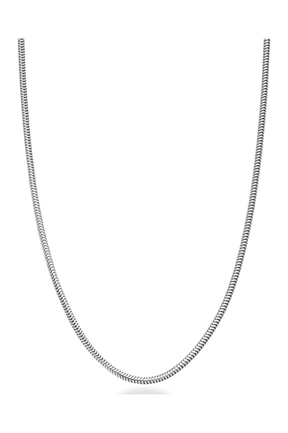 925 Sterling Silver Italian 1.5mm, 2mm, 2.5mm Round Snake Chain Necklace for Women Made in Italy (16, 1.5mm)