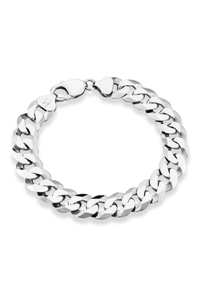 925 Sterling Silver Italian 12mm Solid Diamond-Cut Cuban Link Curb Chain Bracelet, Jewelry For Men Made in Italy (Length 8.5 Inches(men's average size))
