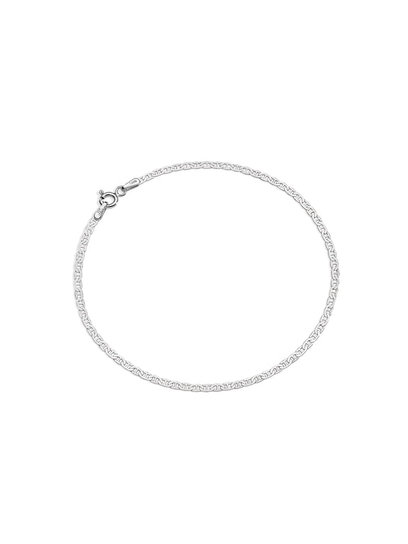 925 Sterling Silver Italian 2mm, 3mm, 4mm Solid Mariner Link Chain Bracelet for Men Women, Made in Italy (2mm, 8 Inches)