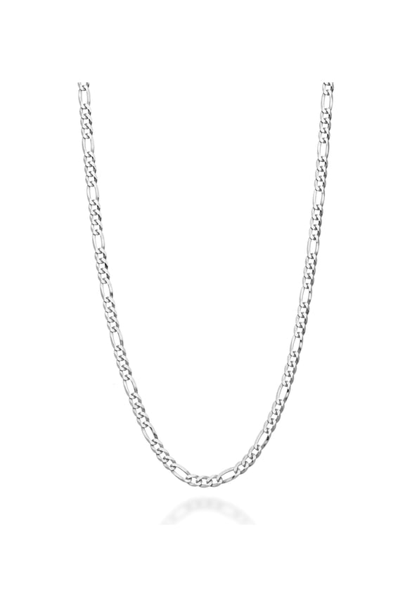 925 Sterling Silver Italian 3mm Diamond-Cut Figaro Link Chain Necklace for Women, Made in Italy (Length 16 Inches (women's choker length))