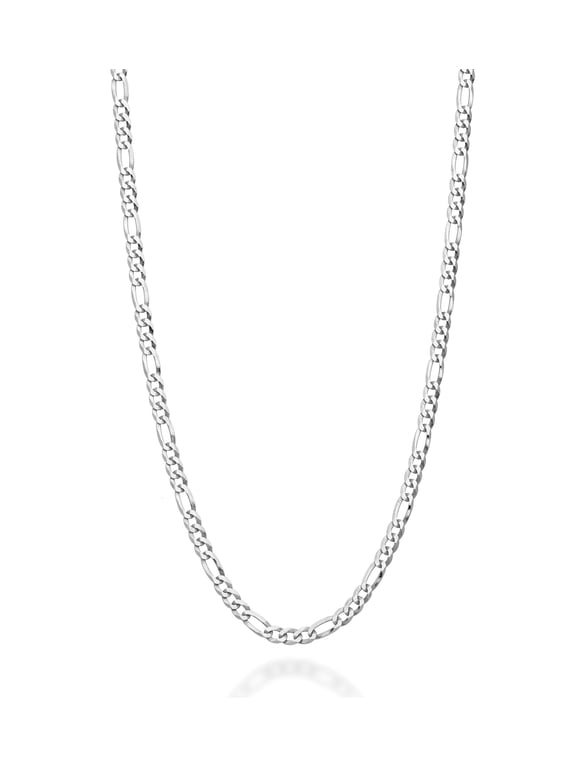 925 Sterling Silver Italian 3mm Diamond-Cut Figaro Link Chain Necklace for Women, Made in Italy (Length 18 Inches (women's average length))