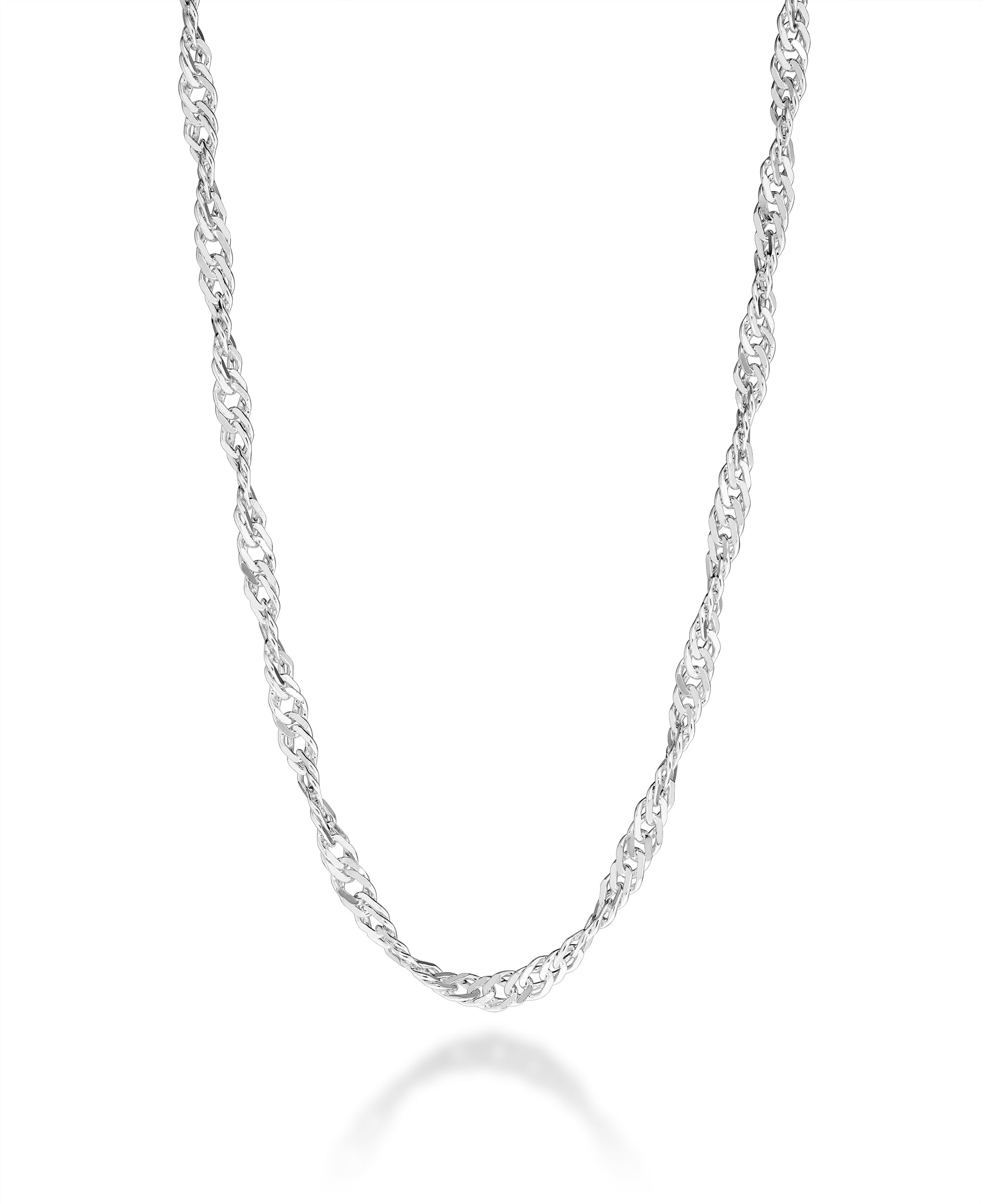 Miabella 925 Sterling Silver Italian 3mm Singapore Chain Necklace for Women, Made in Italy (Length 18 inches)