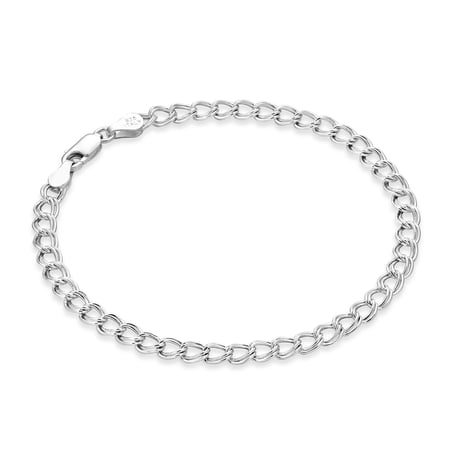 Miabella 925 Sterling Silver Italian 4.5mm Double Curb Charm Link Chain Bracelet for Women Men, Made in Italy