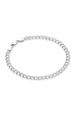 925 Sterling Silver Italian 4.5mm Double Curb Charm Link Chain Bracelet for Women Men, Made in Italy