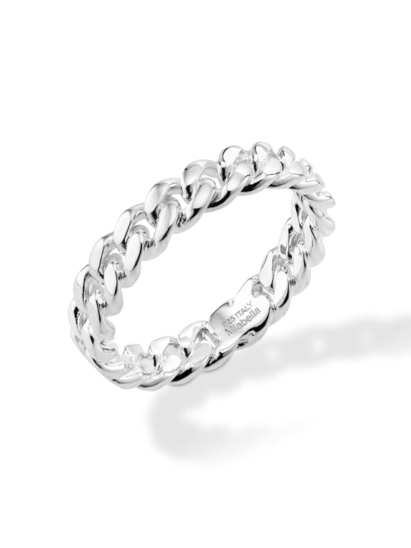 925 Sterling Silver Italian 4mm Cuban Link Band Ring for Women Made in Italy (10)