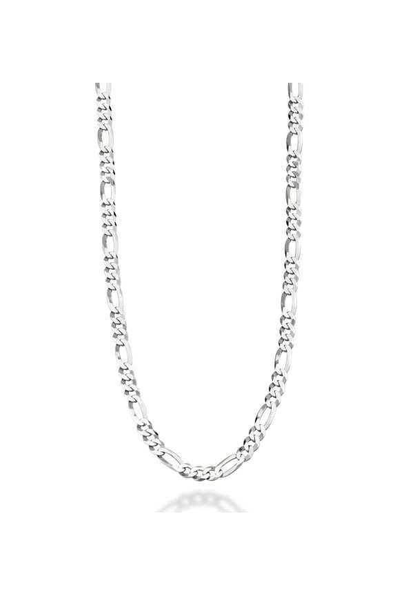 925 Sterling Silver Italian 5mm Diamond-Cut Figaro Link Chain Necklace for Women Men, Made in Italy (18 Inches)