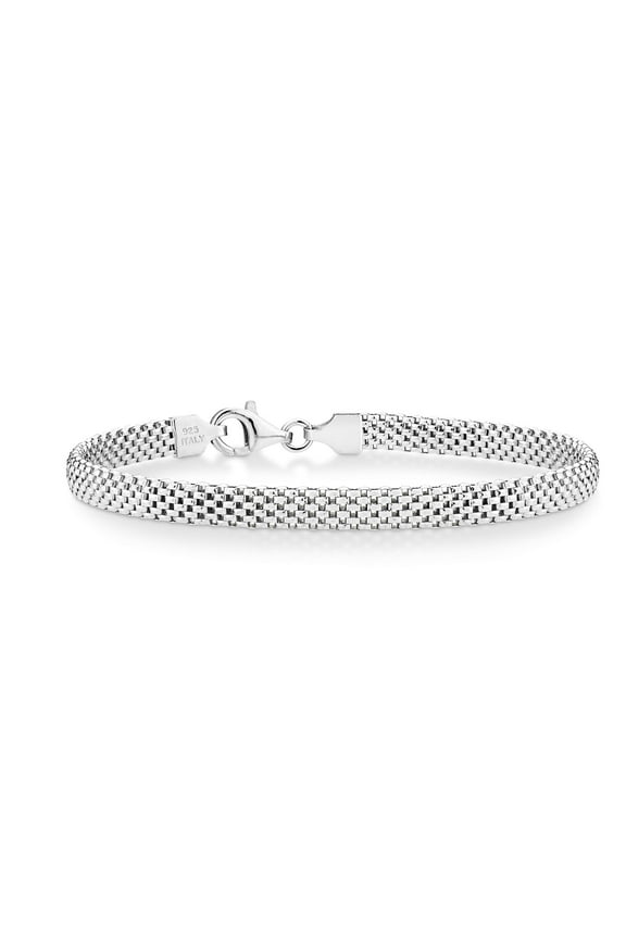 925 Sterling Silver Italian 5mm Mesh Link Chain Bracelet for Women, Made in Italy (7 Inches (Small))