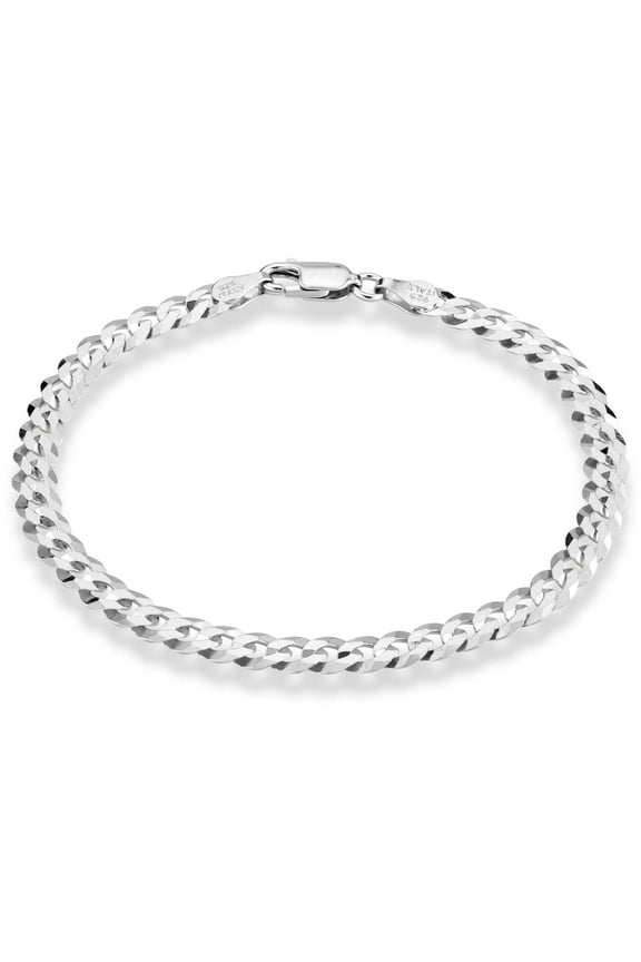925 Sterling Silver Italian 5mm Solid Diamond-Cut Cuban Link Curb Chain Bracelet for Men Women, Made in Italy (8.00 Inch)