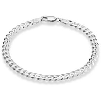 Miabella 925 Sterling Silver Italian 5mm Solid Diamond-Cut Cuban Link Curb Chain Bracelet for Men Women, Made in Italy (Length 7 Inches)
