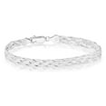 thumbnail image 1 of Miabella 925 Sterling Silver Italian 6-Strand Diamond-Cut 7mm Braided Herringbone Chain Bracelet for Women, 925 Italy (Length 8 Inches), 1 of 6