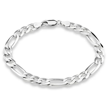 Miabella 925 Sterling Silver Italian Solid 9mm Diamond-Cut Cuban Link ...