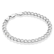 Miabella 925 Sterling Silver Italian Double Curb Link Chain Bracelet for Women Men, Charm Bracelet Made in Italy 6mm, Length 7.5 Inches
