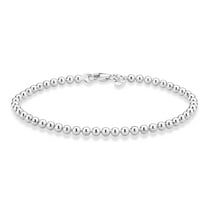 Miabella 925 Sterling Silver Italian Handmade 3mm Bead Ball Strand Chain Bracelet for Women Made in Italy (Length 7 Inches (women's average length))