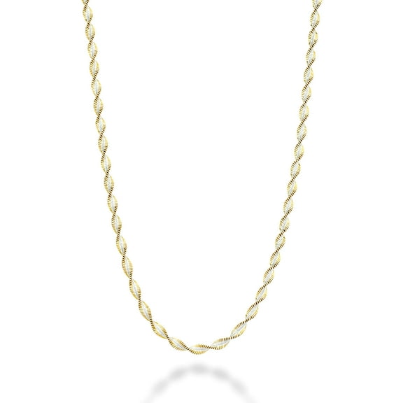 Miabella 925 Sterling Silver Italian Solid 2.5mm Two-Tone Twisted Herringbone Chain Necklace for Women Made in Italy (Length 16 Inches)