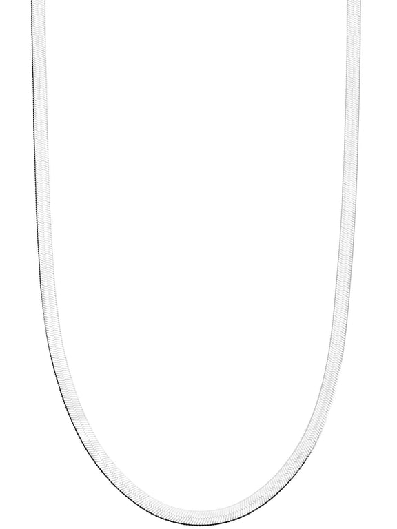 925 Sterling Silver Italian Solid 3.5mm Flexible Flat Herringbone Chain Necklace for Women, Made in Italy (Length 18 Inches (women's average length))