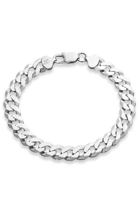 925 Sterling Silver Italian Solid 9mm Diamond-Cut Cuban Link Curb Chain Bracelet for Men, Made in Italy (8 Inches (medium))