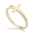 thumbnail image 1 of Miabella 925 Sterling Silver or 18K Gold Over Silver Sideways Cross Ring for Women Made in Italy (yellow-gold-plated-silver, 6), 1 of 6