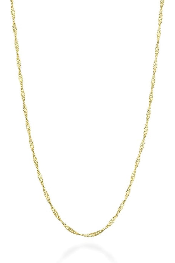 925 Sterling Silver or 18K Gold Plated Silver Italian 1.5mm Singapore Chain Necklace for Women, Made in Italy