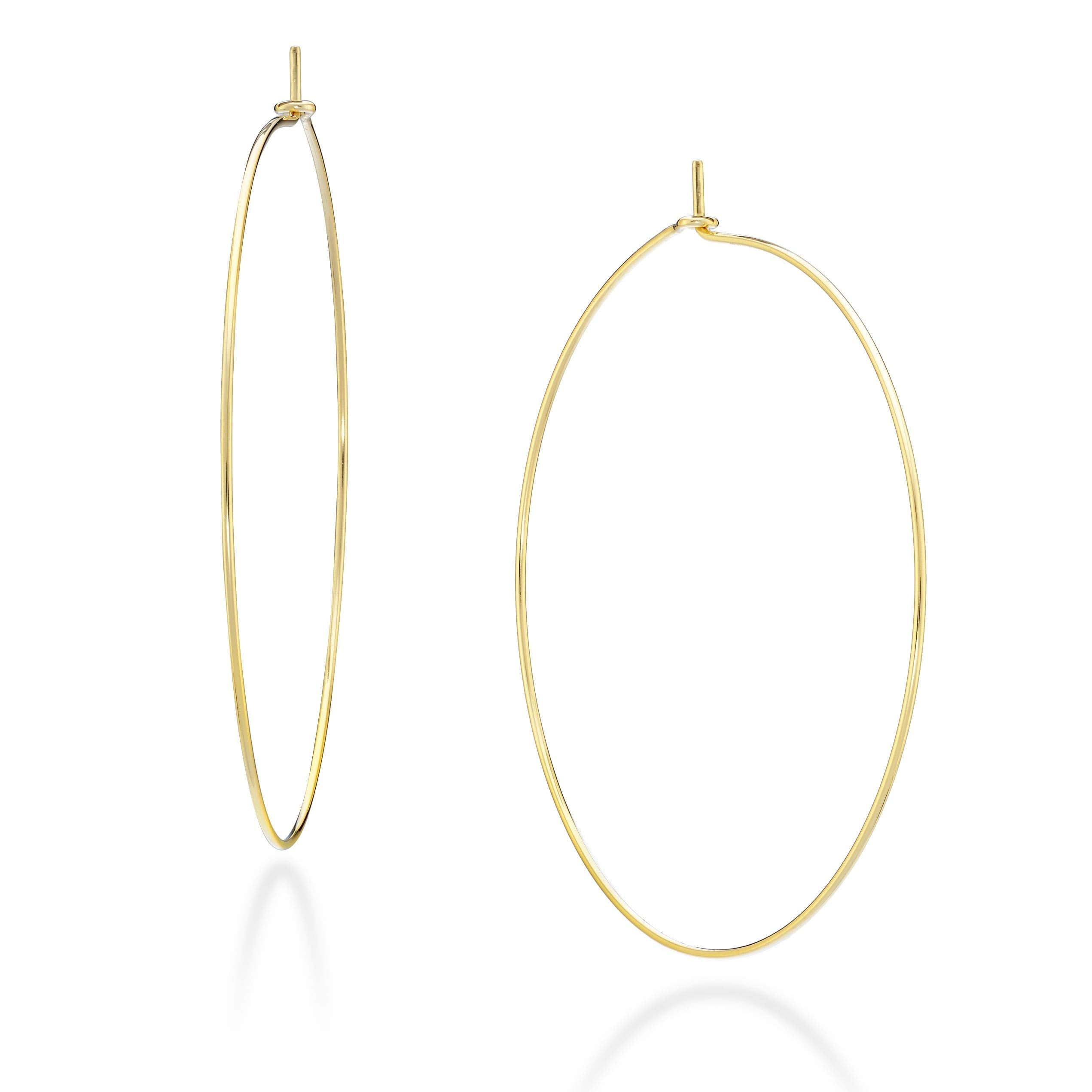 Miabella 925 Sterling Silver or 18Kt Yellow Gold Over Silver Super Thin Threader Wire Hoop Earrings for Women Made in Italy