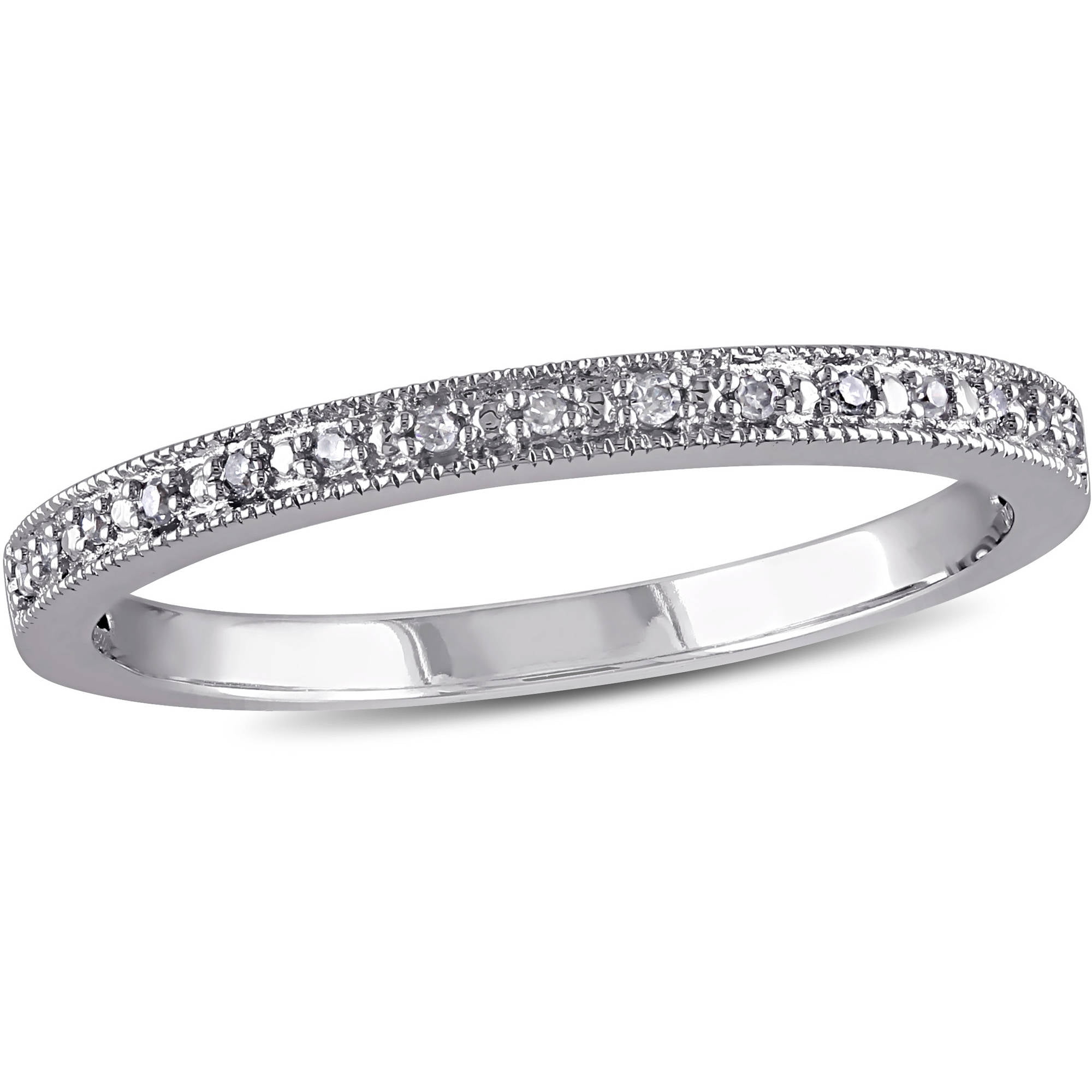 Miabella Diamond Accent 10kt White Gold Semi Eternity Wedding Band