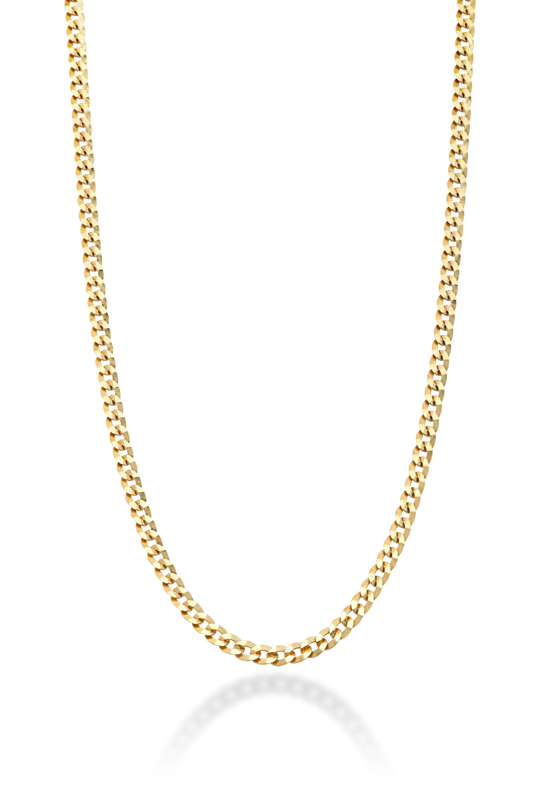 Miabella Italian 18K Gold Over 925 Sterling Silver 2.3mm Curb Cuban Link Chain Necklace for Women Made in Italy(Length 16 Inches (women's choker length))