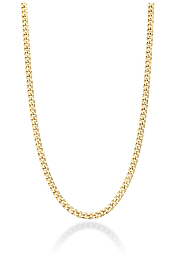 Italian 18K Gold Over 925 Sterling Silver 2.3mm Curb Cuban Link Chain Necklace for Women Made in Italy (Length 22 Inches (men's average length))