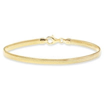 Miabella Italian 18K Gold Over 925 Sterling Silver 4mm Flat Snake Dome Herringbone Chain Link Bracelet for Women Men, Made in Italy (Length 7.0 Inches)