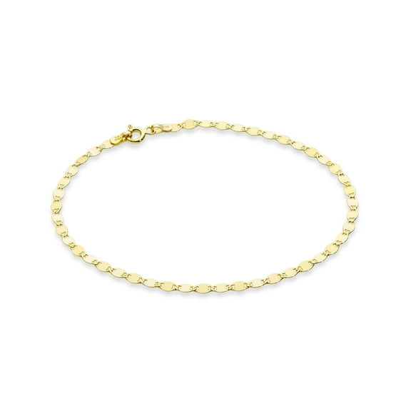 Miabella Italian 18K Gold Over 925 Sterling Silver Sparkle Mirror Link Chain Bracelet for Women, Made in Italy (Length 7 Inches (women's average size))