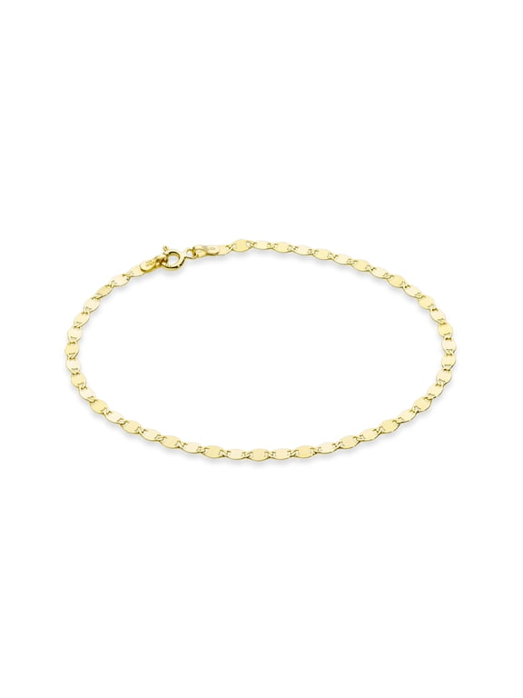 Italian 18K Gold Over 925 Sterling Silver Sparkle Mirror Link Chain Bracelet for Women, Made in Italy (Length 7 Inches (women's average size))