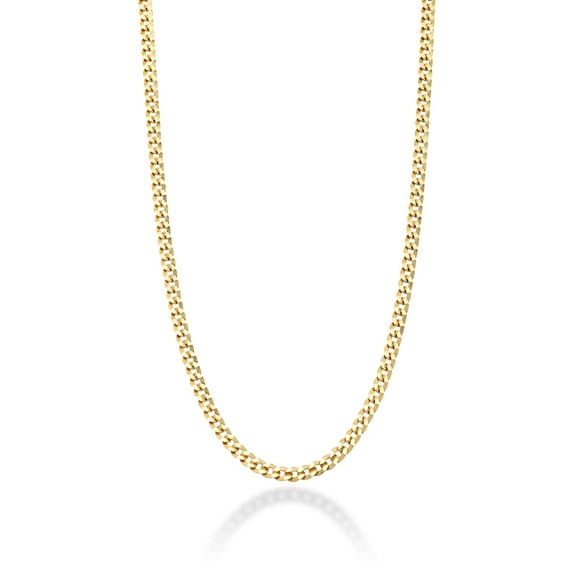 Miabella Italian 18K Gold Over 925 Sterling Silver 2.3mm Curb Cuban Link Chain Necklace for Women Made in Italy(Length 24 Inches)