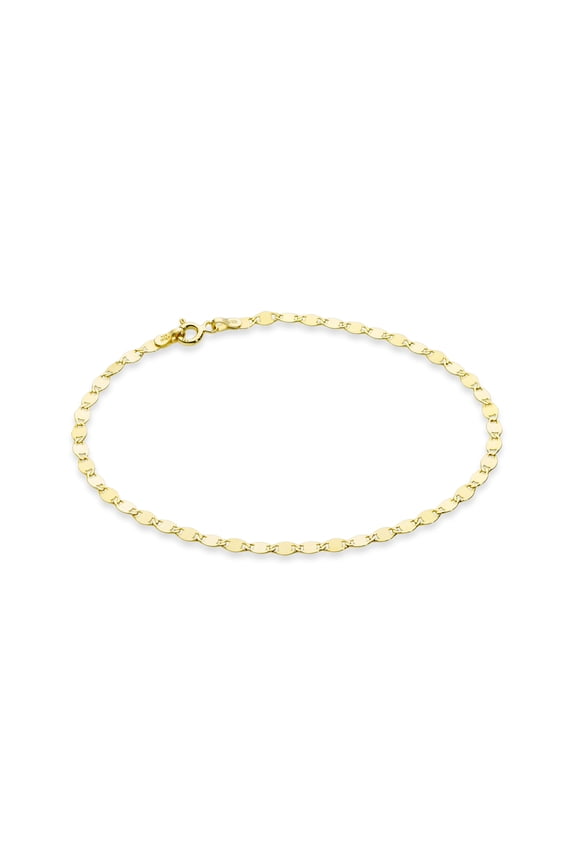Italian 18K Gold Over 925 Sterling Silver Sparkle Mirror Link Chain Bracelet for Women, Made in Italy (Length 6.5 Inches (women's x-small))