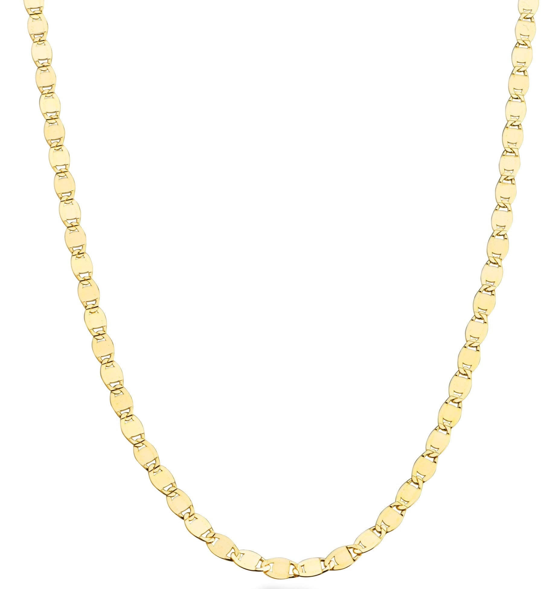 Miabella Italian 18K Gold Over 925 Sterling Silver Sparkle Mirror Link Chain Necklace for Women, Made in Italy (Length 18 inch)