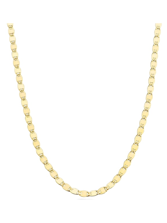 Italian 18K Gold Over 925 Sterling Silver Sparkle Mirror Link Chain Necklace for Women, Made in Italy (Length 24 inch)