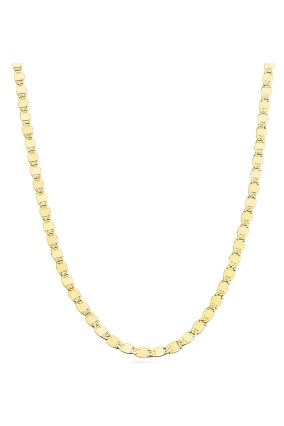 Italian 18K Gold Over 925 Sterling Silver Sparkle Mirror Link Chain Necklace for Women, Made in Italy (Length 24 inch)