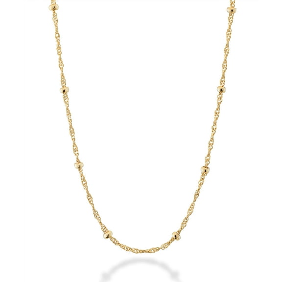 Miabella Italian 18K Gold Over Silver Italian Singapore Bead Chain Station Necklace for Women, Made in Italy (Length 16 Inch (women's choker length))