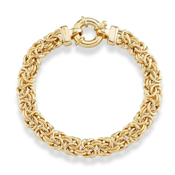 Miabella Italian 18K Gold Over Sterling Silver 9mm Classic Byzantine Link Chain Bracelet for Women, 925 Handmade in Italy (7.0 Inches)