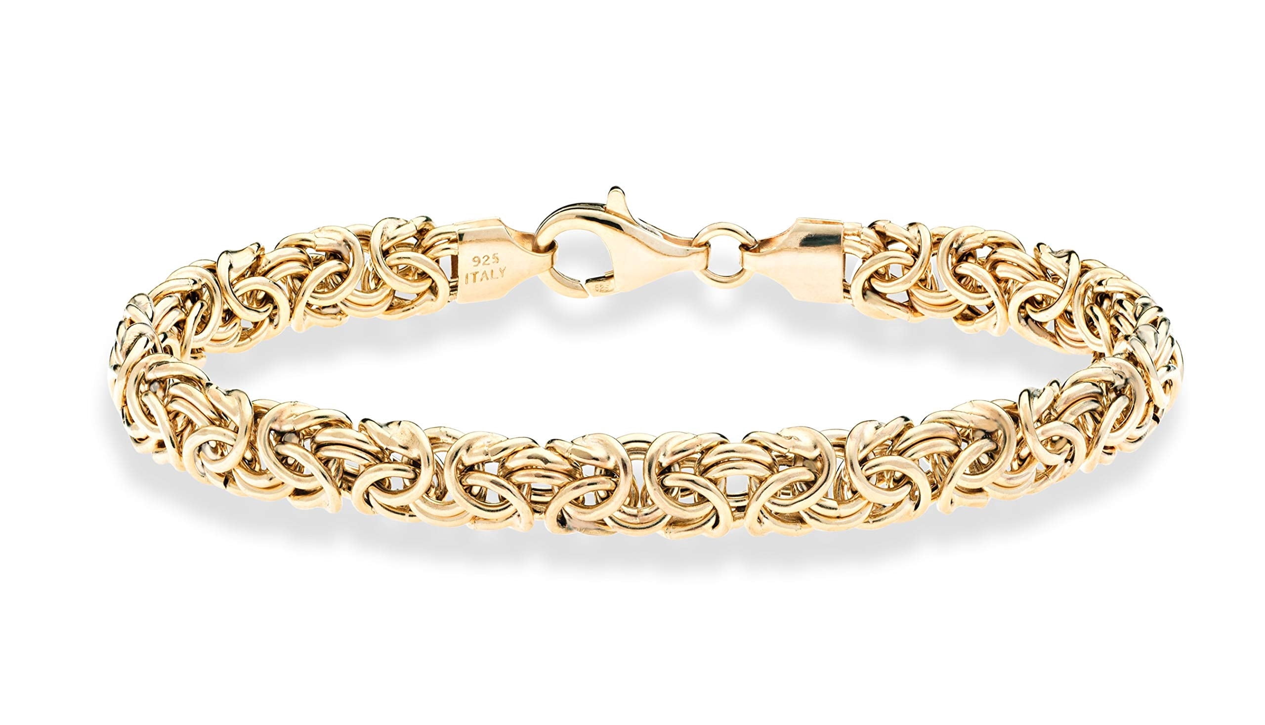 Miabella Italian 18K Gold Over Sterling Silver Byzantine Bracelet for Women, Handmade in Italy (Length 7.5 Inches)