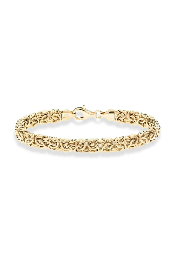 Italian 18K Gold Over Sterling Silver Byzantine Bracelet for Women, Handmade in Italy (Length 7.5 Inches)